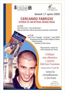 Locandina presentazione del libro "Cercando Fabrizio" a Collegno